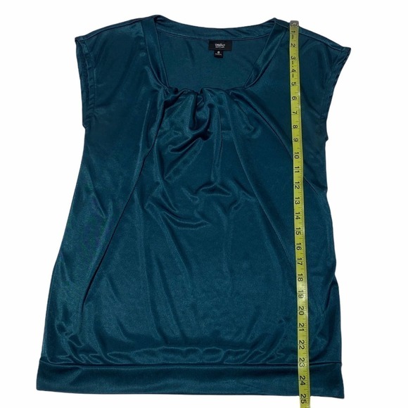 MOSSIMO Teal Blue Pleated Short Sleeve Blouse - Picture 6 of 11